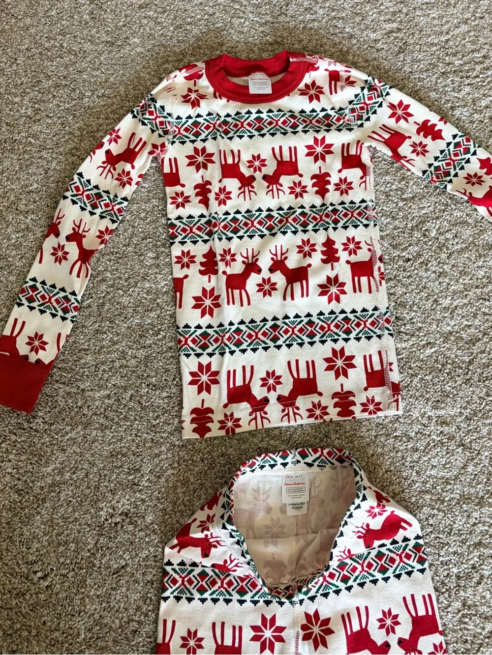 Hanna Andersson Red and White Reindeer Pajama Set